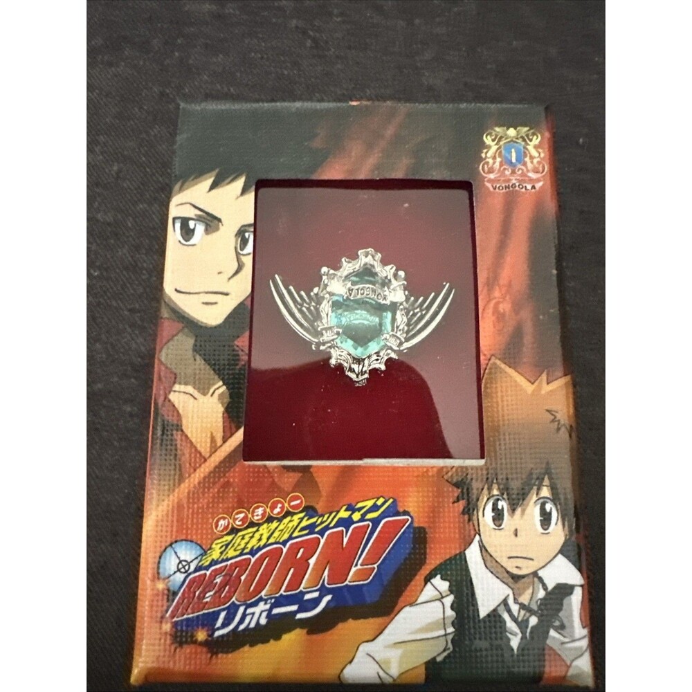 New In Box Katekyo Hitman Reborn! Vongola Ring Ice Blue Silvertone Size 7.5